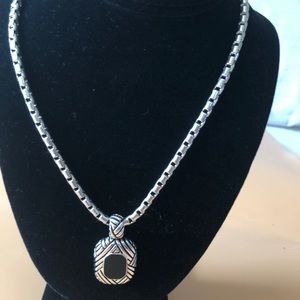 Onyx/Sterling Silver Rope Chain Necklace